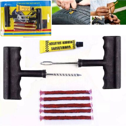 8 Pcs TIRE REPAIR KIT MOTORCYCLE CAR VAN TUBELESS TYRE PUNCTURE TOOL PLUG EMERGENCY