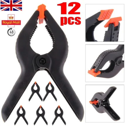 4 Piece Spring Clamp Set Heavy Duty Plastic Grip Clamps